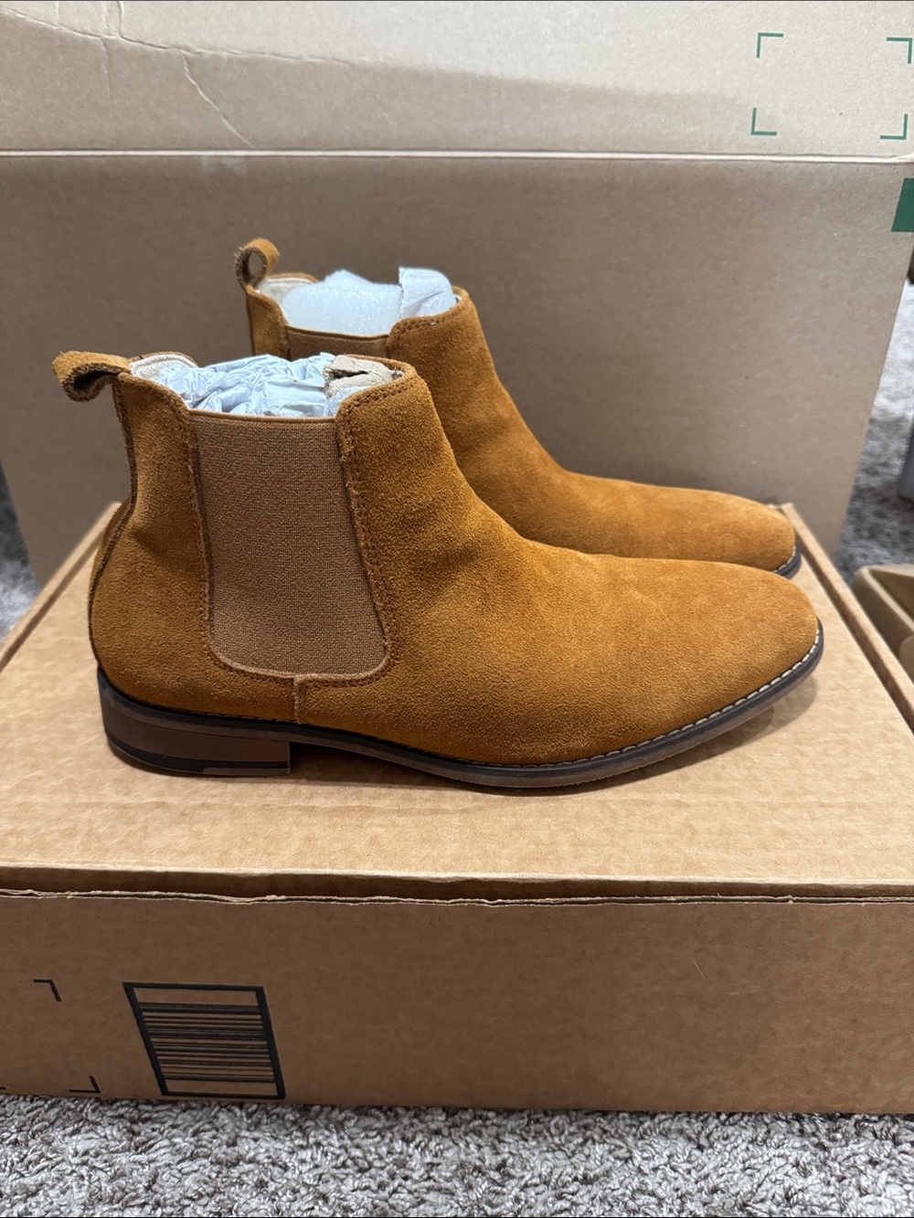 Men's Suede Chelsea Boots in Cognac Brown